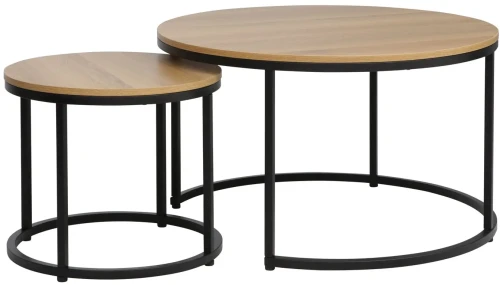 Zestaw stolików Dion dąb/czarny