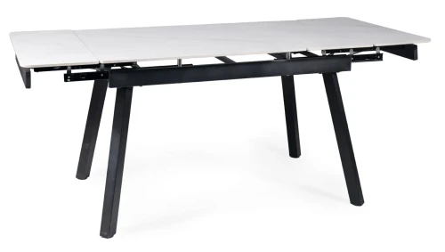 Stół rozkładany John biały efekt marmuru/czarny mat 120-180