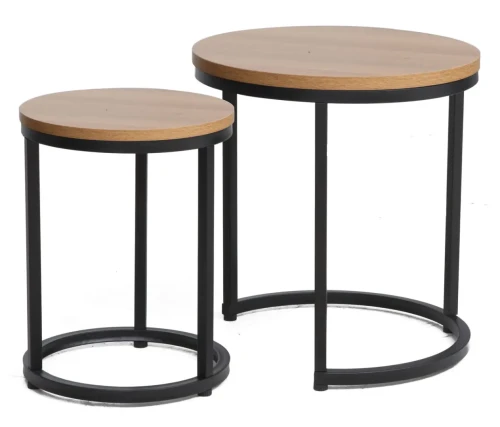 Zestaw stolików Hola dąb/czarny
