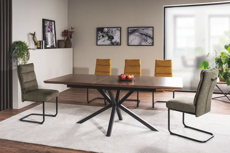 Stół rozkładany Logan 160-200 cm orzech/czarny mat