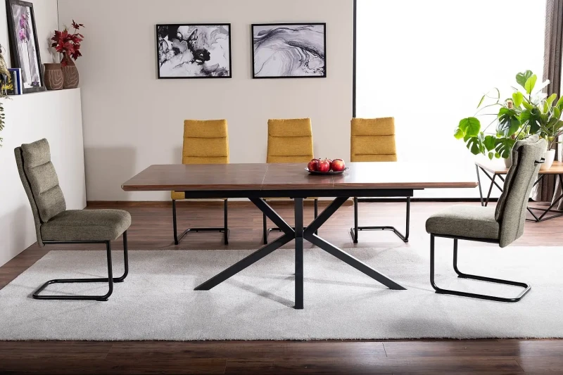 Stół rozkładany Logan 160-200 cm orzech/czarny mat