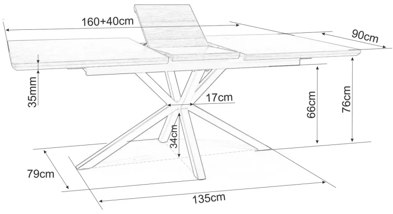 Stół rozkładany Logan 160-200 cm orzech/czarny mat
