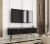 Szafka RTV Oro wisząca 135 cm marmur Royal Black ze złotymi wstawkami - stojąca na nóżkach czarnych