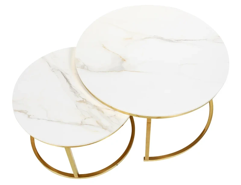 Zestaw stolików Portafino A biały efekt marmuru/złoty