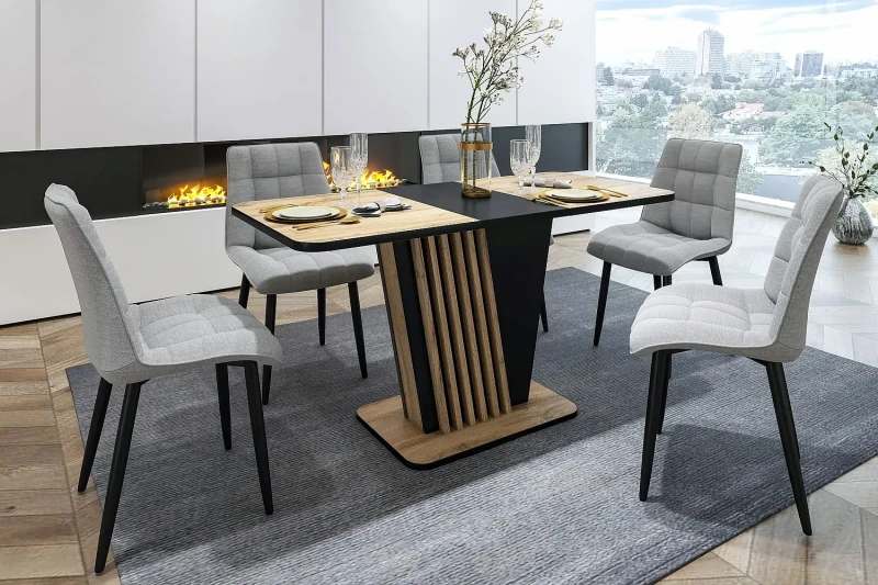 Stół rozkładany Nevio 125-170 cm dąb artisan/czarny