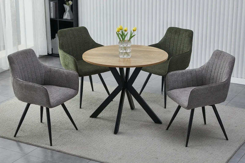 Stół okrągły Talia II 90 cm dąb/czarny