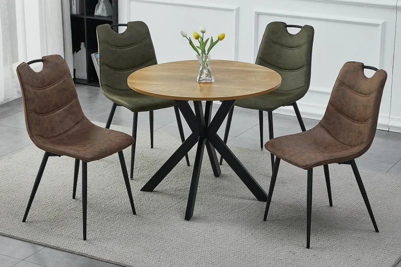 Stół okrągły Talia II 90 cm dąb/czarny