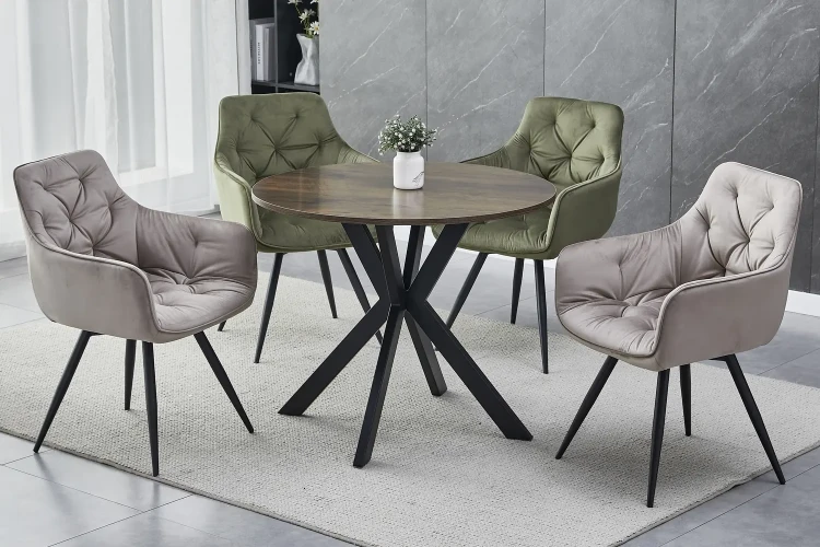 Stół okrągły Talia II 90 cm orzech/czarny