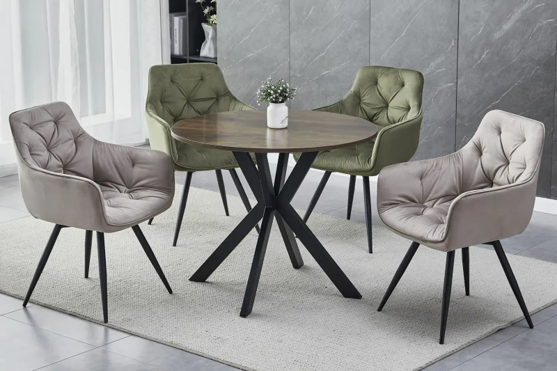 Stół okrągły Talia II 90 cm orzech/czarny