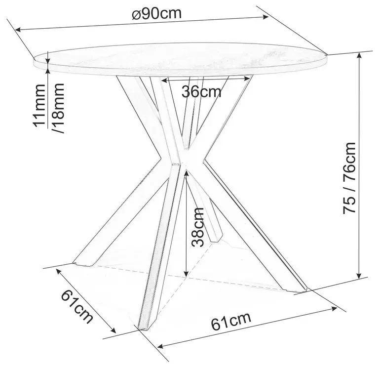 Stół okrągły Talia 90 cm biały/czarny
