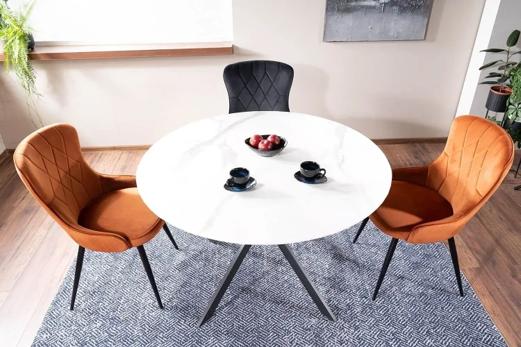 Stół okrągły Talia 90 cm biały/czarny