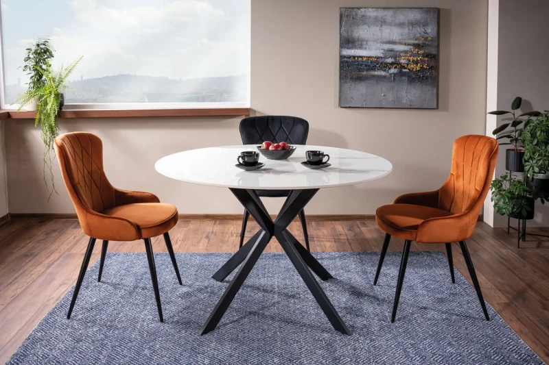 Stół okrągły Talia 90 cm biały/czarny