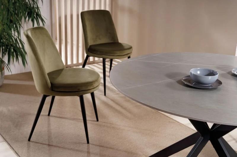 Stół okrągły Talia 90 cm szary/czarny