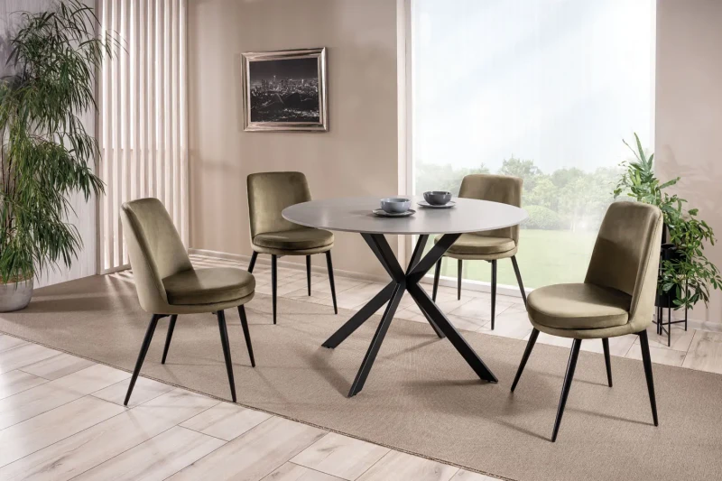 Stół okrągły Talia 90 cm szary/czarny