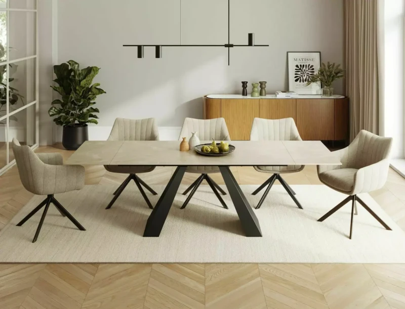 Stół rozkładany Salvadore Ceramic Diamond Cream 160-240 cm kremowy/czarny mat