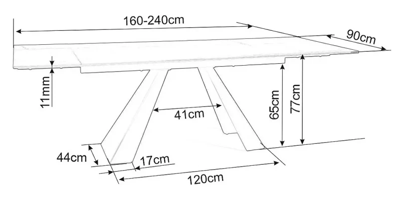 Stół rozkładany Salvadore Ceramic Diamond Cream 160-240 cm kremowy/czarny mat