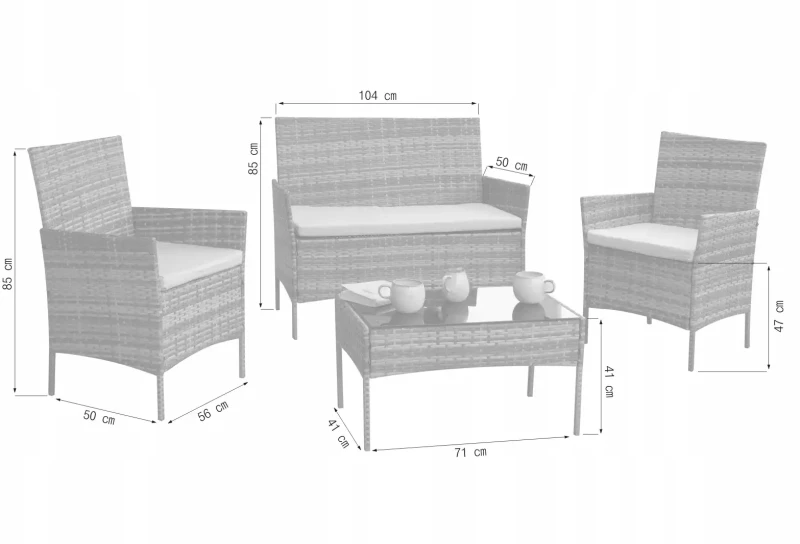 Zestaw mebli ogrodowych z technorattanu Hawana Naturalny