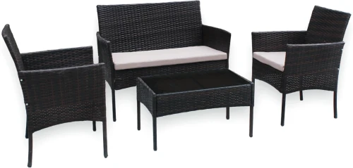 Zestaw mebli ogrodowych z technorattanu Hawana Czarny