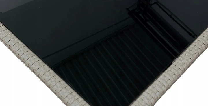 Narożnik ogrodowy technorattan + pufy i stolik Merida Szary - szkło hartowane czarne