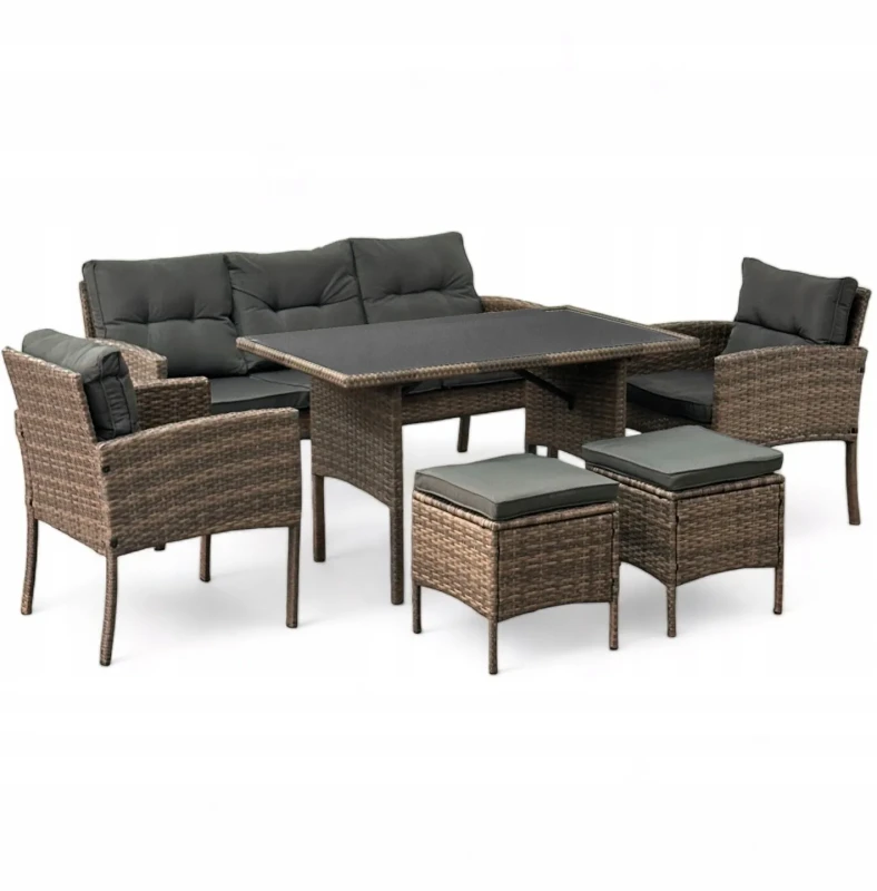 Zestaw mebli ogrodowych z technorattanu Puerto Brąz jasny