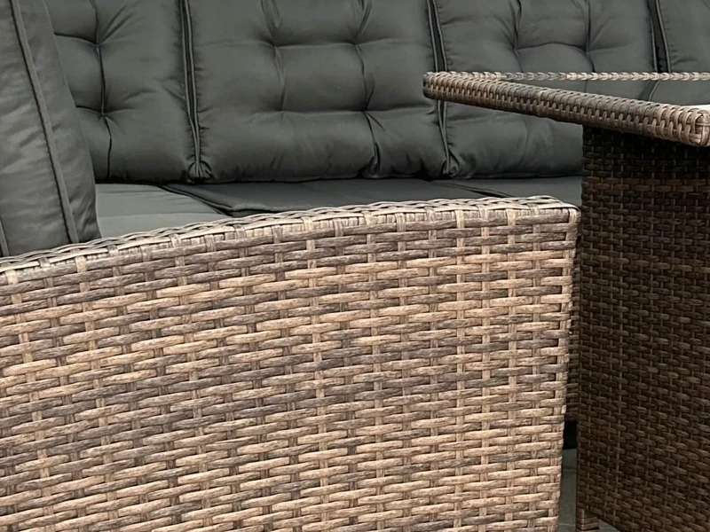 Narożnik ogrodowy z technorattanu dwustronny Ricoco Jasny Brąż