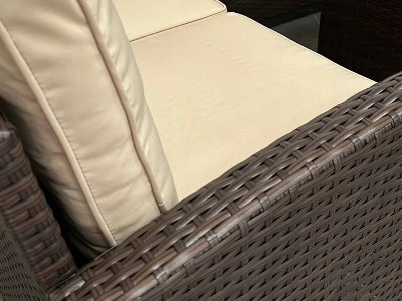 Narożnik ogrodowy z technorattanu dwustronny Ricoco + stolik Brąz