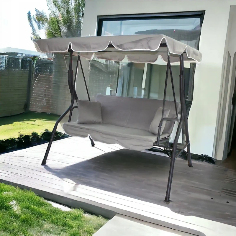 Huśtawka ogrodowa wolnostojąca Nrico 3 osobowa Jasny Szary