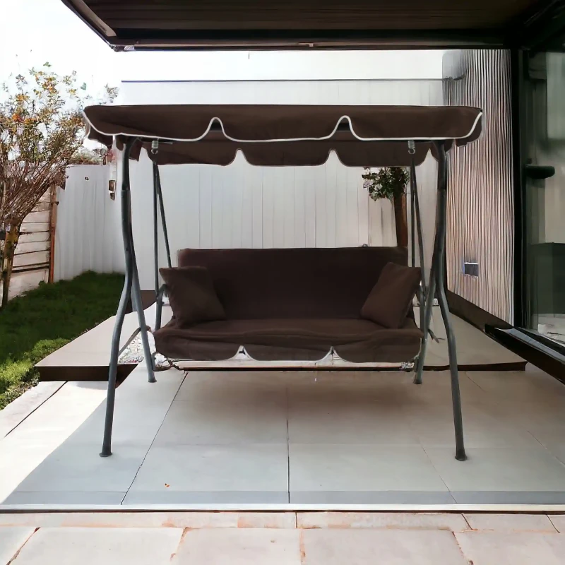 Huśtawka ogrodowa wolnostojąca Nrico 3 osobowa Brąz