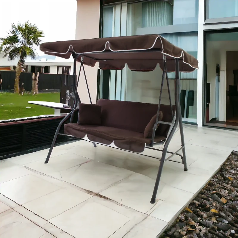 Huśtawka ogrodowa wolnostojąca Nrico 3 osobowa Brąz