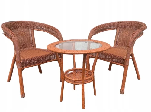 Zestaw mebli ogrodowych z technorattanu Classic Mini Jasny Brąz