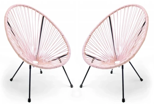 Zestaw 2 krzeseł ogrodowych dla dzieci z technorattanu Mini Kids 2 Różowy