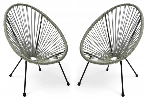 Zestaw 2 krzeseł ogrodowych dla dzieci z technorattanu Mini Kids 2 Szary