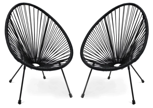 Zestaw 2 krzeseł ogrodowych dla dzieci z technorattanu Mini Kids 2 Czarny