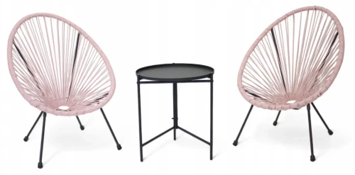 Zestaw mebli ogrodowych dla dzieci z technorattanu Mini Kids Różowy