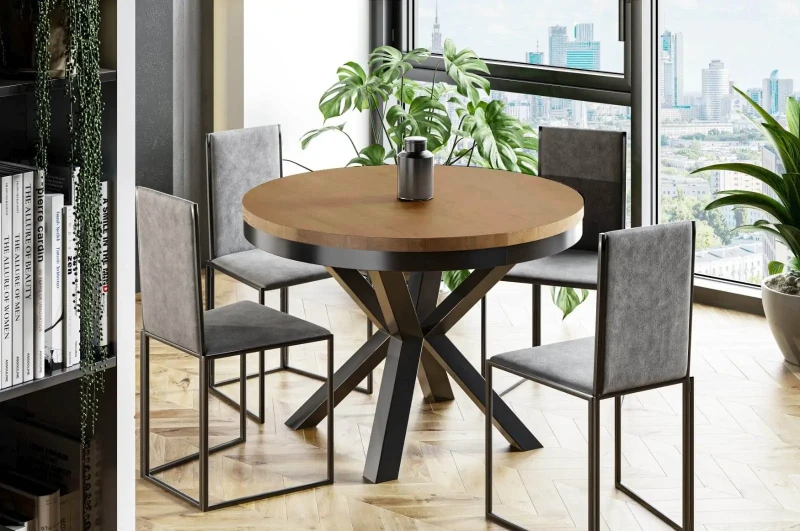 Stół rozkładany Cliff 120-196 cm do jadalni salonu okrągły - dąb Lefkas