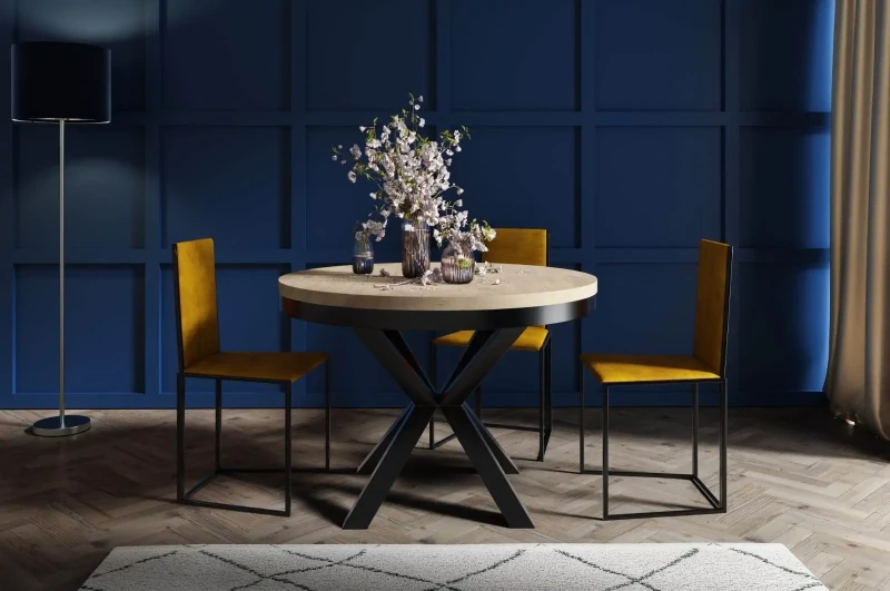 Stół rozkładany Cliff 120-196 cm do jadalni salonu okrągły - dąb Craft