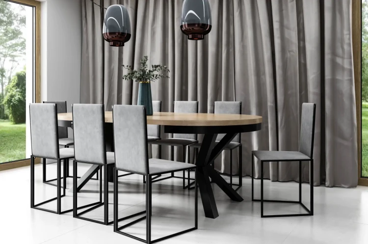 Stół rozkładany Cliff 120-196 cm do jadalni salonu okrągły - dąb Craft