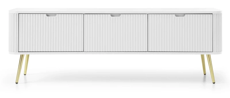 Szafka RTV Zova na nóżkach 168 cm biała - nóżki złote