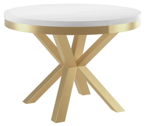 Stół rozkładany Cliff Złoty 120-196 cm do jadalni salonu okrągły