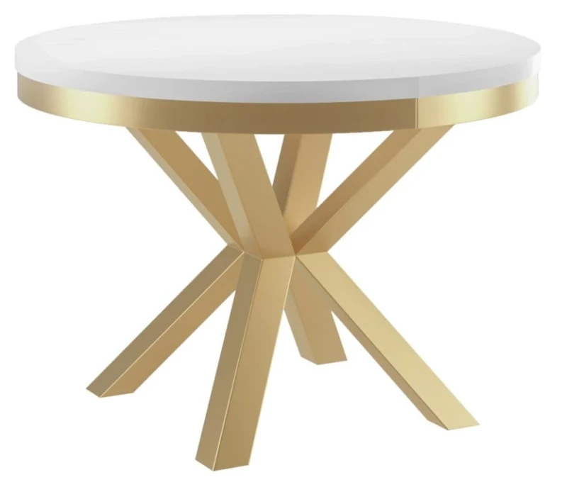 Stół rozkładany Cliff Złoty 100-176 cm do jadalni salonu okrągły