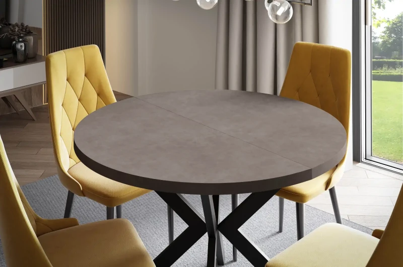 Stół rozkładany Lande 90-166 cm do jadalni salonu okrągły - concrete brown