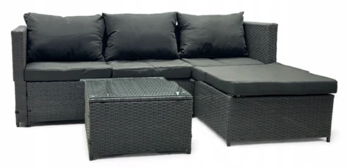 Narożnik ogrodowy z technorattanu dwustronny Ricoco + stolik Szary