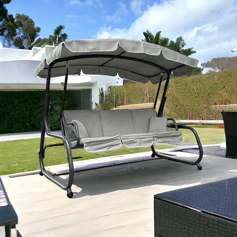 Huśtawka ogrodowa wolnostojąca Ragabas XXL duża Jasny szary - aranżacja