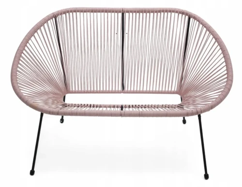 Sofa ogrodowa z technorattanu Kobi  na taras balkon Różowy