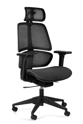 Fotel biurowy z zagłówkiem czarny Ergo czarna podstawa