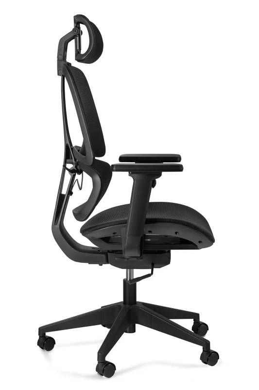 Fotel biurowy z zagłówkiem czarny Ergo czarna podstawa