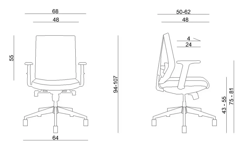 Fotel biurowy regulowany Scope Low czarny