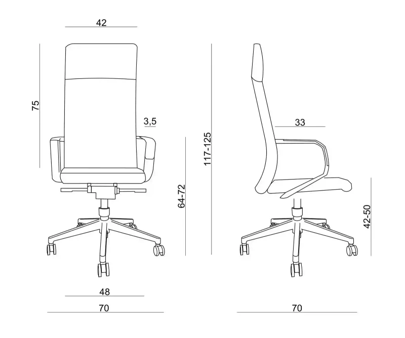 Fotel biurowy Trent HL skóra naturalna czarny