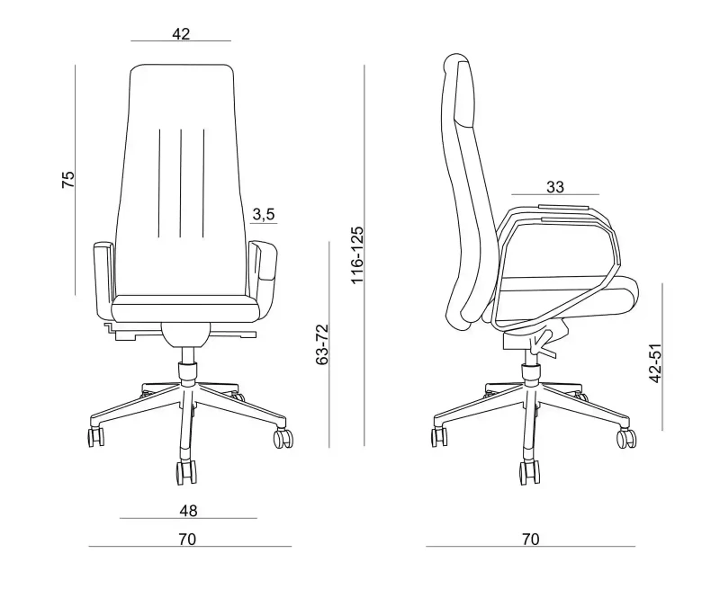 Fotel biurowy z kółkami Tweed HL skóra naturalna czarna