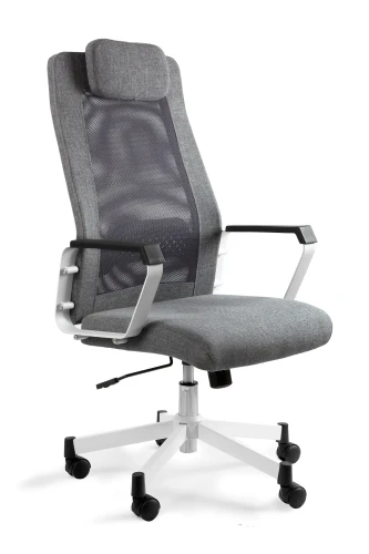 Fotel biurowy na kółkach Fox biały/szary